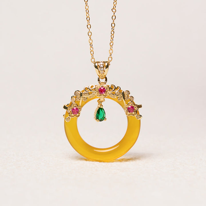 Collier avec pendentif en calcédoine verte et Buddha Stones , boucle de paix, design de force