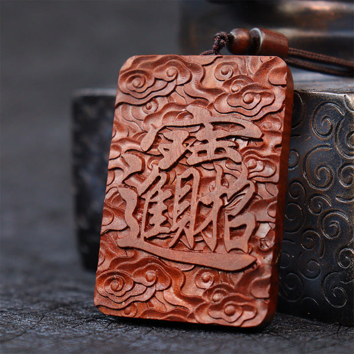 Collier pendentif porte-bonheur en cuivre PiXiu avec Buddha Stones naturelles frappées par la foudre en bois de jujubier