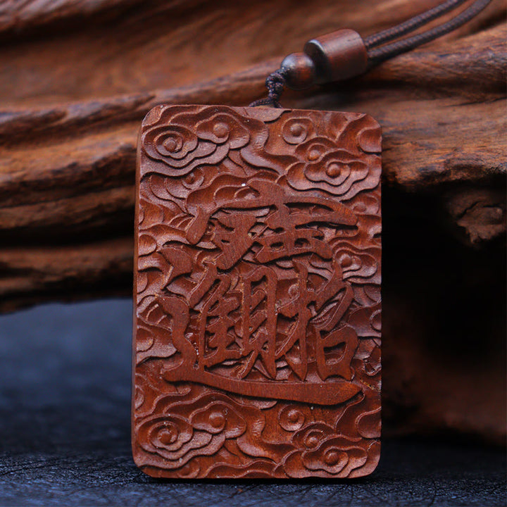 Collier pendentif porte-bonheur en cuivre PiXiu avec Buddha Stones naturelles frappées par la foudre en bois de jujubier