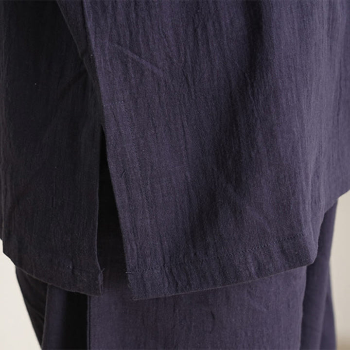 Ensemble 2 pièces en coton et lin pour femme, Buddha Stones en V, manches trois-quarts, pantalon, méditation, zen, tai-chi - image 16