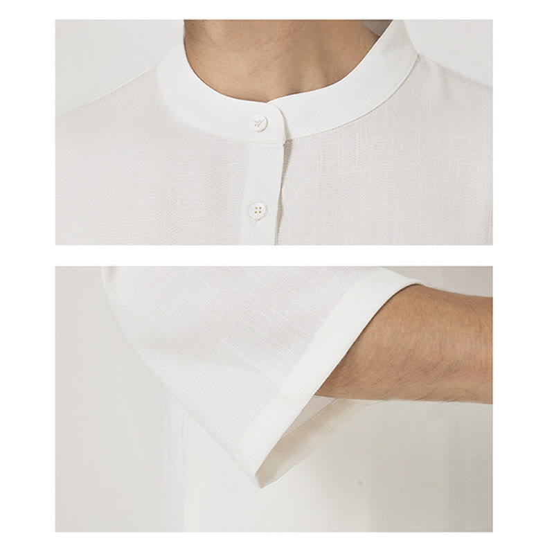 Ensemble de vêtements en coton et lin pour homme , 2 pièces, boutons, manches trois-quarts, haut et pantalon, méditation, zen, tai-chi - image 5