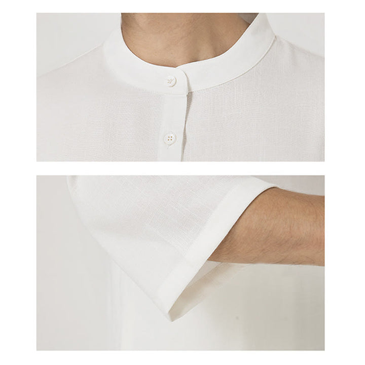 Ensemble de vêtements en coton et lin pour homme , 2 pièces, boutons, manches trois-quarts, haut et pantalon, méditation, zen, tai-chi - image 5