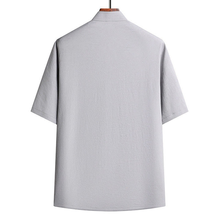 Buddha Stones Fu Caractère Tang Costume Hanfu Uniforme Traditionnel Haut À Manches Courtes Pantalon Vêtements Ensemble Homme - image 7