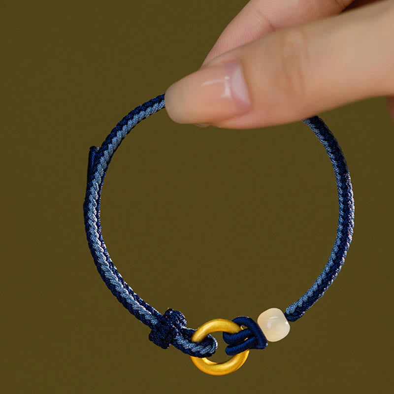 Bracelet porte-bonheur en corde de jade Hetian avec boucle de paix en argent sterling 999 et Buddha Stones