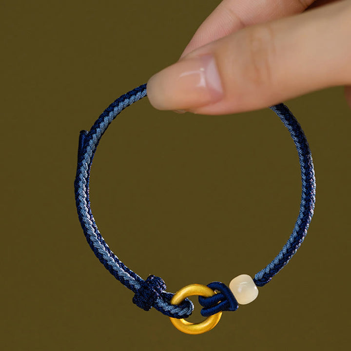 Bracelet porte-bonheur en corde de jade Hetian avec boucle de paix en argent sterling 999 et Buddha Stones