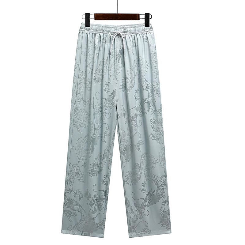Costume Tang à motifs de dragon et de Buddha Stones, uniforme traditionnel Hanfu, haut à manches courtes et pantalon, ensemble pour hommes - image 7