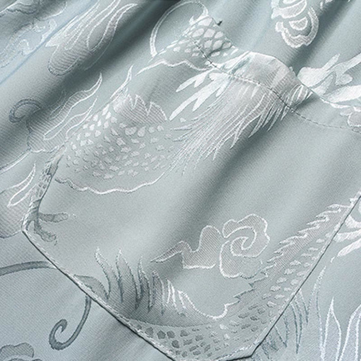 Costume Tang à motifs de dragon et de Buddha Stones, uniforme traditionnel Hanfu, haut à manches courtes et pantalon, ensemble pour hommes - image 10