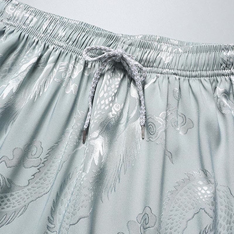 Costume Tang à motifs de dragon et de Buddha Stones, uniforme traditionnel Hanfu, haut à manches courtes et pantalon, ensemble pour hommes - image 8