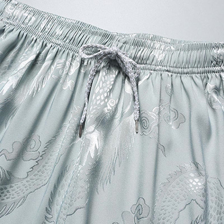 Costume Tang à motifs de dragon et de Buddha Stones, uniforme traditionnel Hanfu, haut à manches courtes et pantalon, ensemble pour hommes - image 8