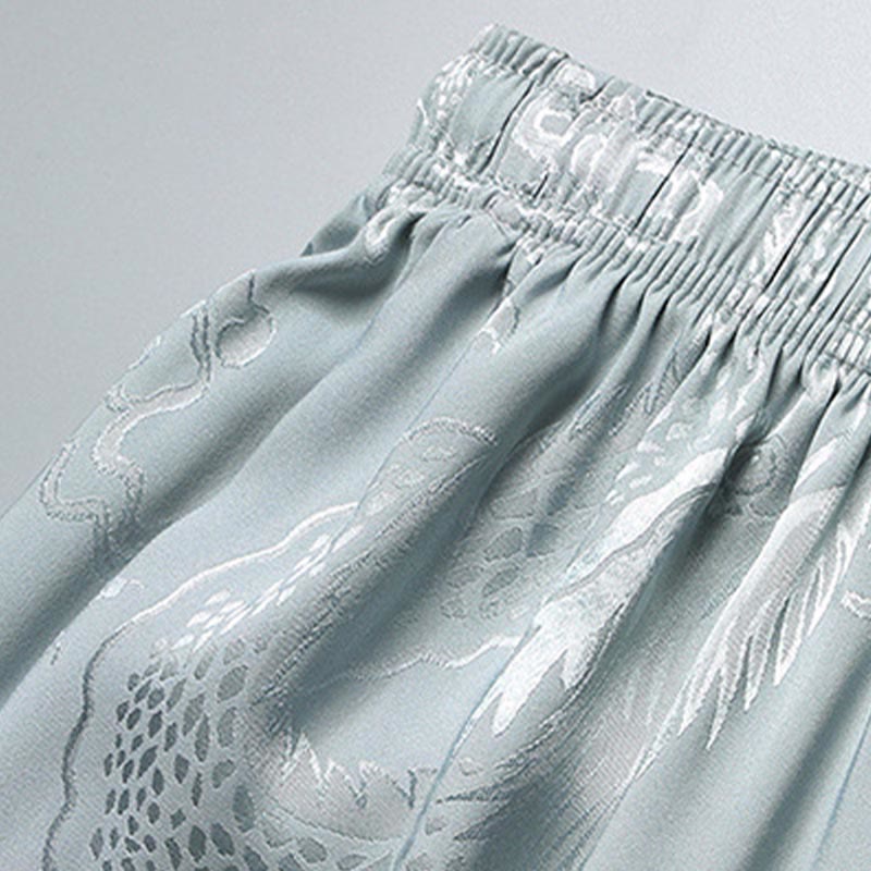 Costume Tang à motifs de dragon et de Buddha Stones, uniforme traditionnel Hanfu, haut à manches courtes et pantalon, ensemble pour hommes - image 9