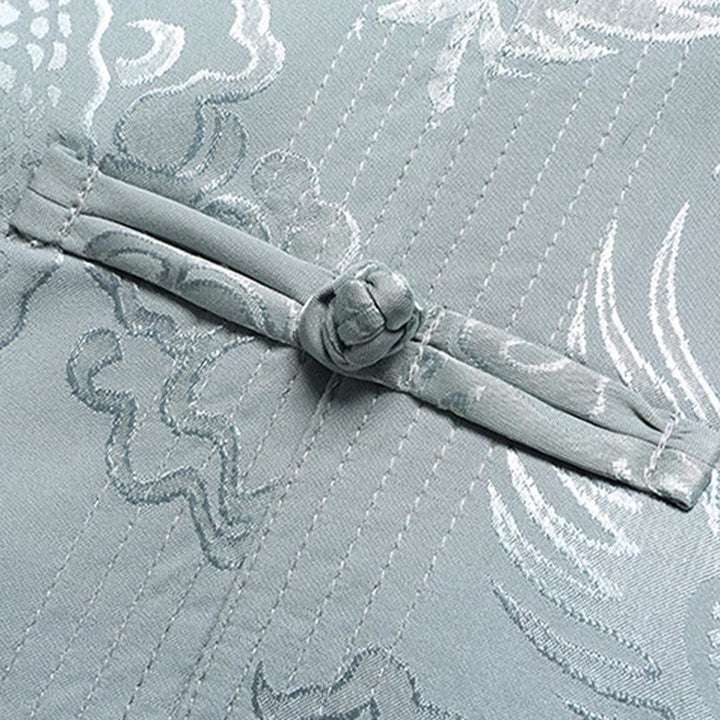 Costume Tang à motifs de dragon et de Buddha Stones, uniforme traditionnel Hanfu, haut à manches courtes et pantalon, ensemble pour hommes - image 4