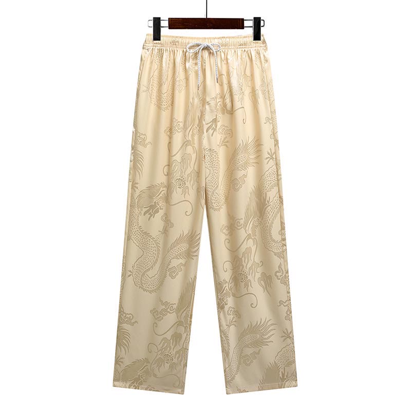 Costume Tang à motifs de dragon et de Buddha Stones, uniforme traditionnel Hanfu, haut à manches courtes et pantalon, ensemble pour hommes - image 15