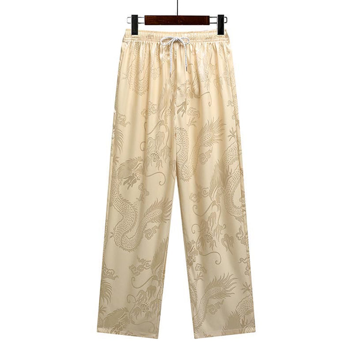 Costume Tang à motifs de dragon et de Buddha Stones, uniforme traditionnel Hanfu, haut à manches courtes et pantalon, ensemble pour hommes - image 15