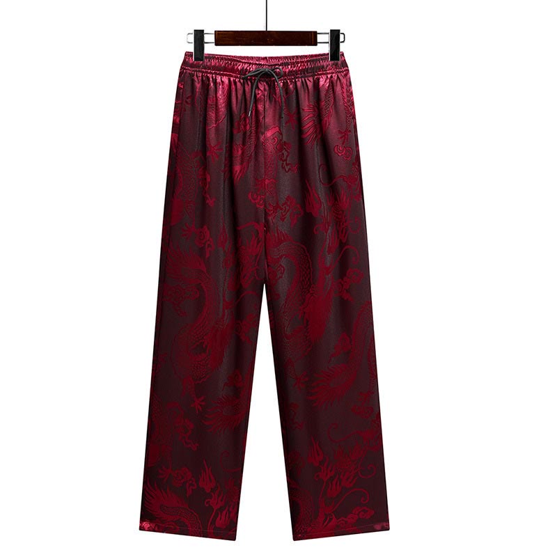 Costume Tang à motifs de dragon et de Buddha Stones, uniforme traditionnel Hanfu, haut à manches courtes et pantalon, ensemble pour hommes - image 21