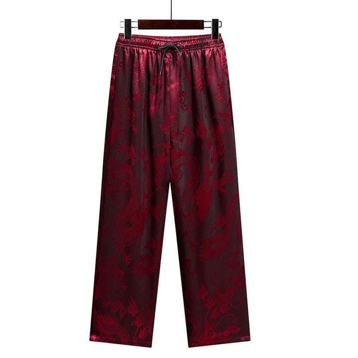 Costume Tang à motifs de dragon et de Buddha Stones, uniforme traditionnel Hanfu, haut à manches courtes et pantalon, ensemble pour hommes - image 21