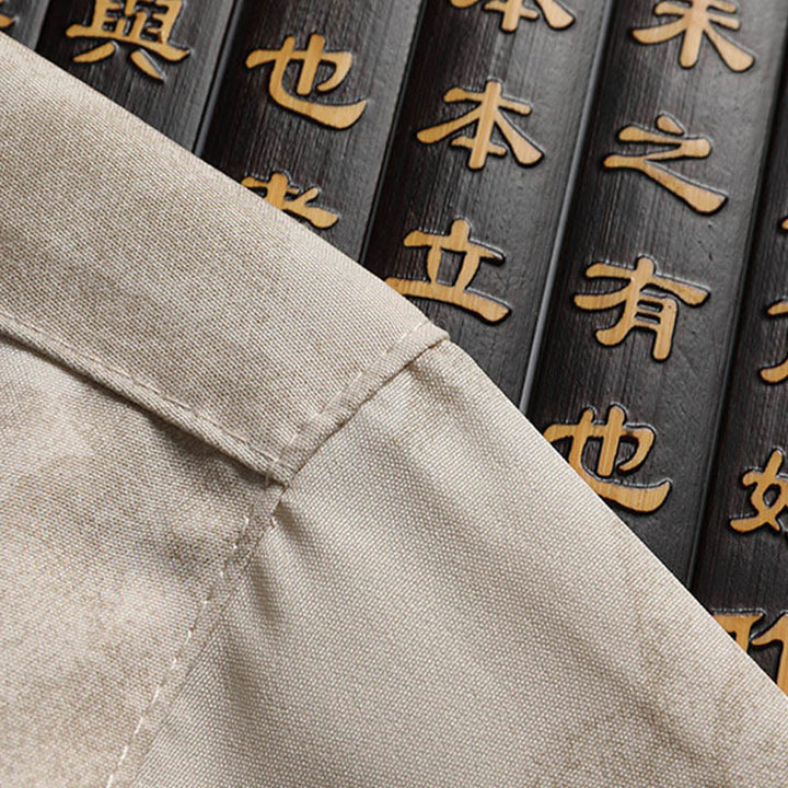 Buddha Stones Montagnes Arbres Tang Costume Hanfu Uniforme Traditionnel Haut À Manches Courtes Pantalon Vêtements Ensemble Homme - image 5