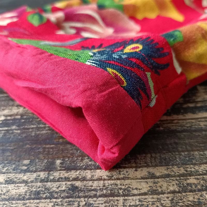 Veste chemise à manches longues en coton et lin avec boutons de grenouille et fleurs rouges et pivoines ethniques Buddha Stones avec poches - image 14