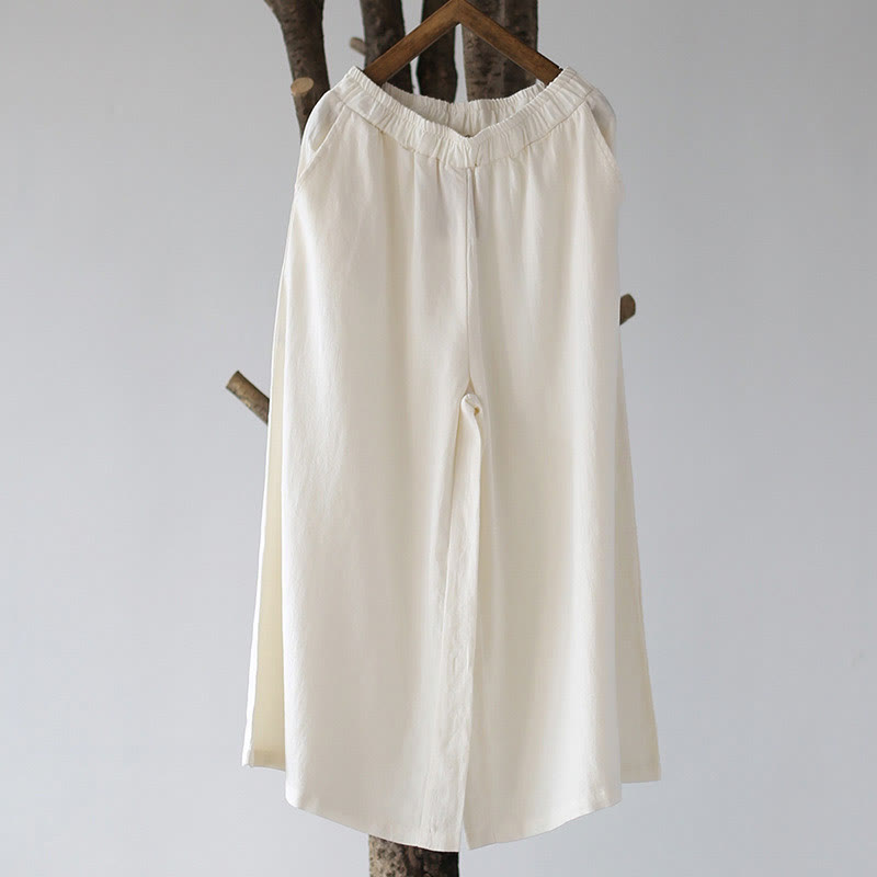 Robe mi-longue en jacquard à fleurs et Buddha Stones Robe en coton et lin à manches longues Pantalon large avec poches