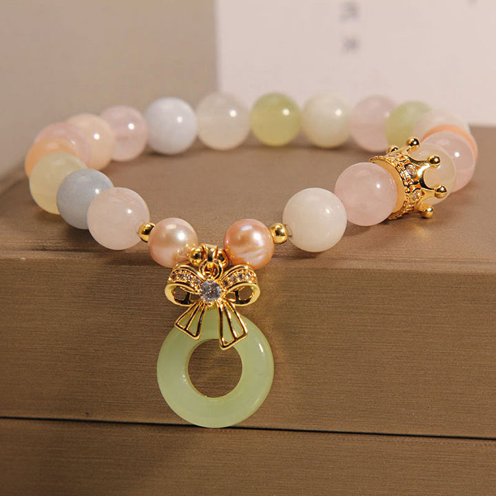 Bracelet de confiance en jade avec boucle de paix et morganite de Buddha Stones