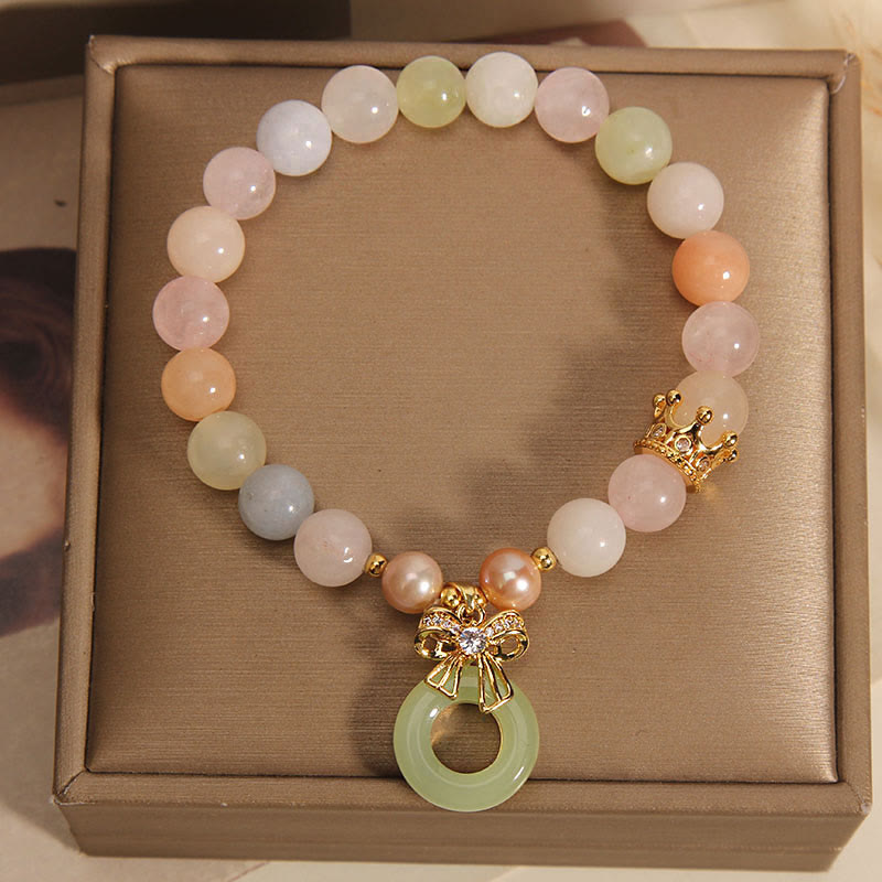 Bracelet de confiance en jade avec boucle de paix et morganite de Buddha Stones