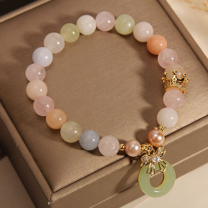 Bracelet de confiance en jade avec boucle de paix et morganite de Buddha Stones
