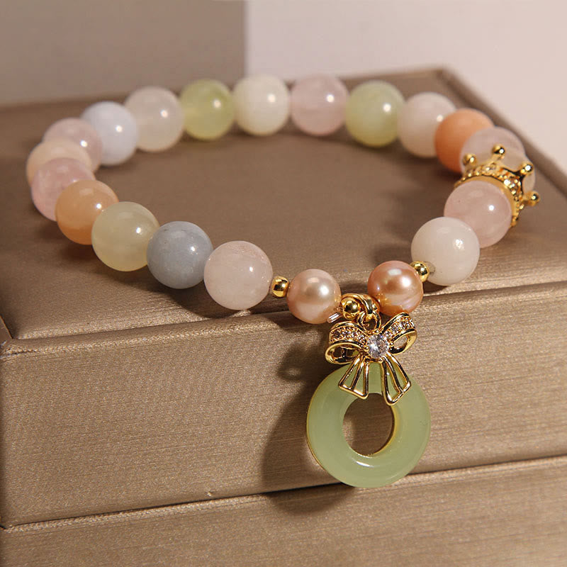 Bracelet de confiance en jade avec boucle de paix et morganite de Buddha Stones