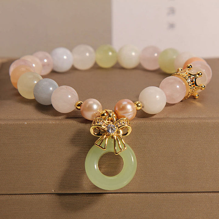 Bracelet de confiance en jade avec boucle de paix et morganite de Buddha Stones