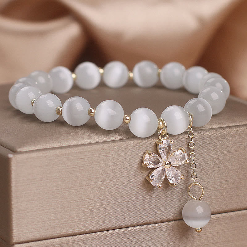 Bracelet de soutien à la paix avec breloque fleur œil de chat et Buddha Stones