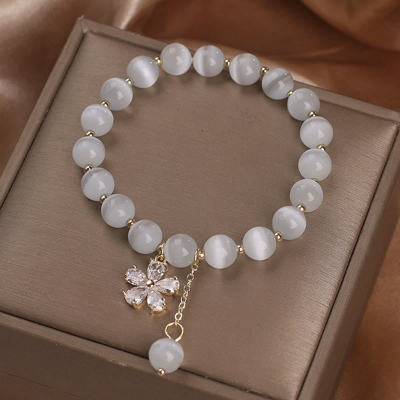 Bracelet de soutien à la paix avec breloque fleur œil de chat et Buddha Stones