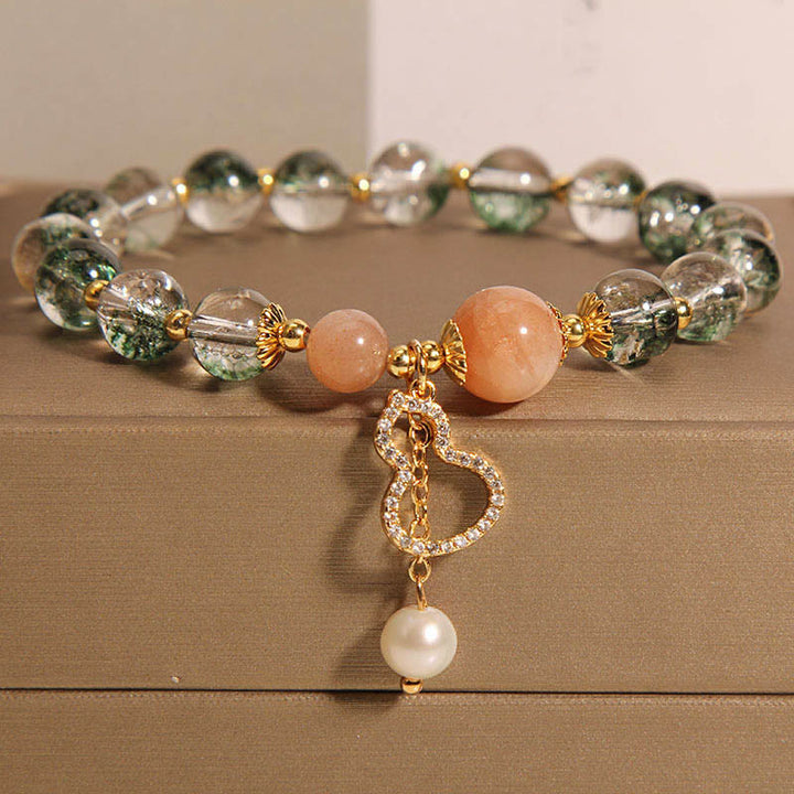 Bracelet de confiance avec breloque en forme de courge fantôme verte Buddha Stones