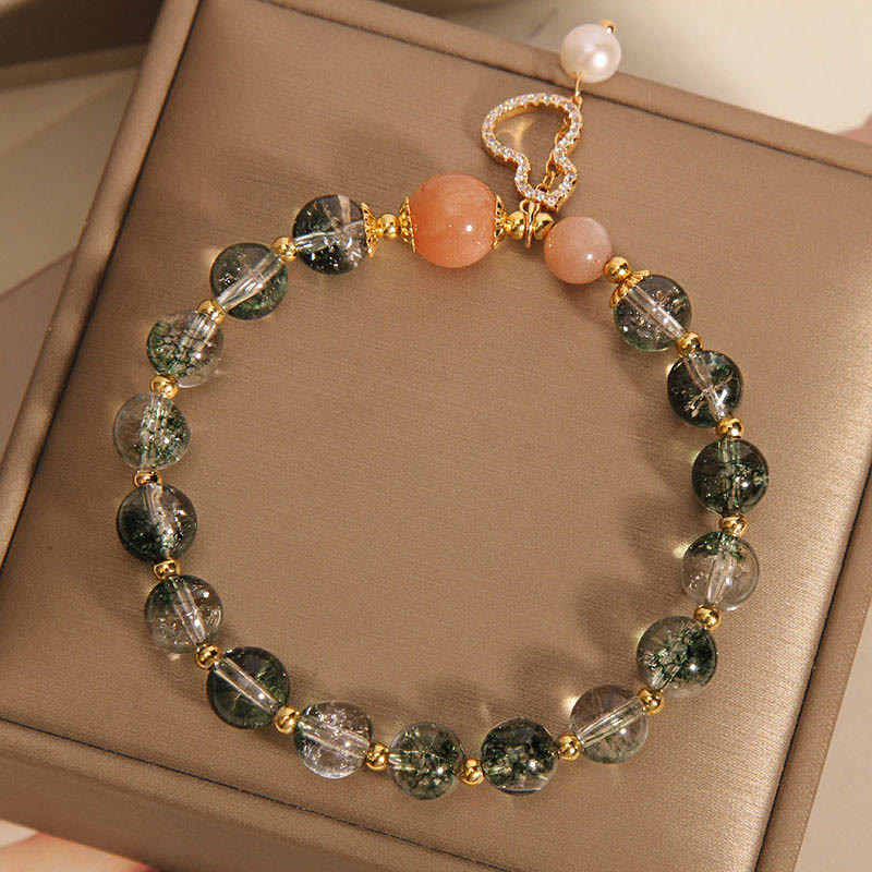 Bracelet de confiance avec breloque en forme de courge fantôme verte Buddha Stones