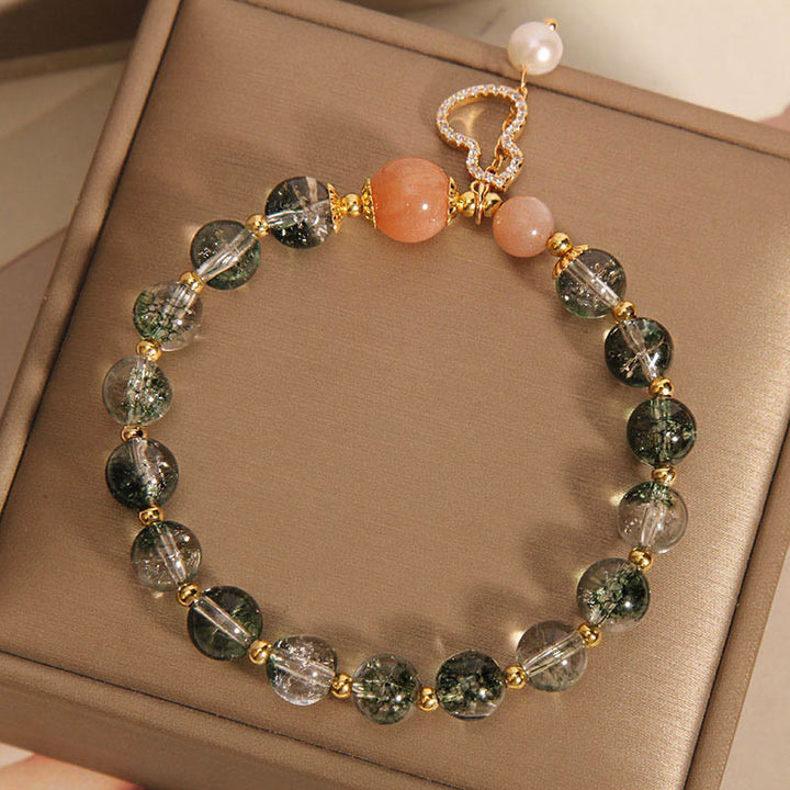 Bracelet de confiance avec breloque en forme de courge fantôme verte Buddha Stones