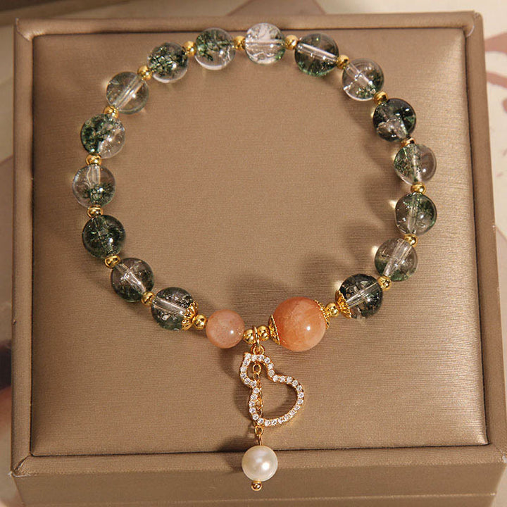 Bracelet de confiance avec breloque en forme de courge fantôme verte Buddha Stones