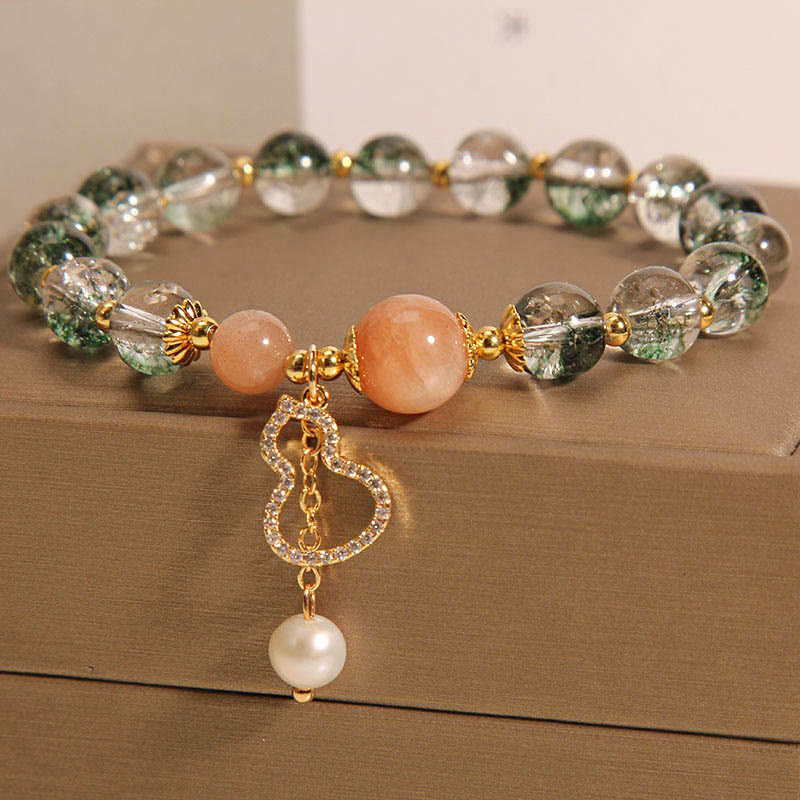 Bracelet de confiance avec breloque en forme de courge fantôme verte Buddha Stones