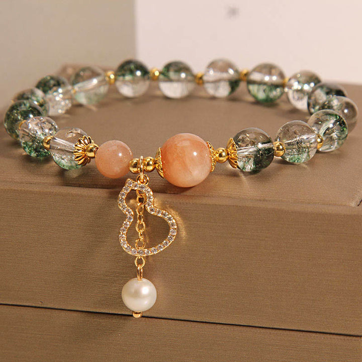 Bracelet de confiance avec breloque en forme de courge fantôme verte Buddha Stones