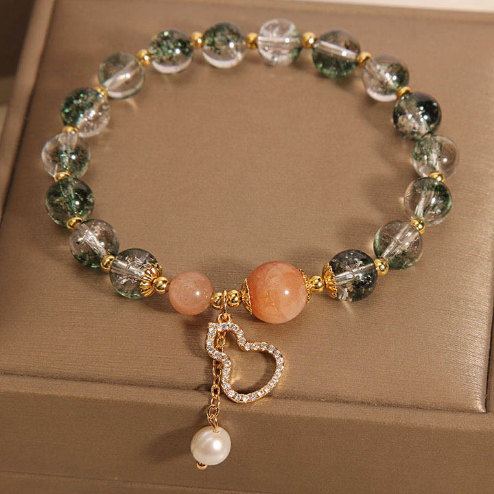 Bracelet de confiance avec breloque en forme de courge fantôme verte Buddha Stones