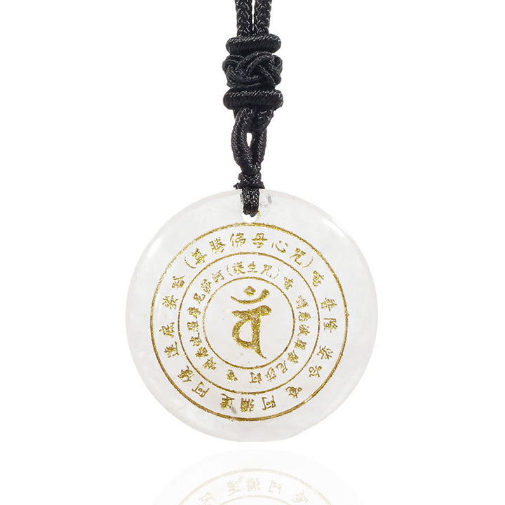 Buddha Stones Vairocana Tathagata Mantra Sanskrit Divers Cristal Obsidienne Noire Aventurine Verte Collier Pendentif Force