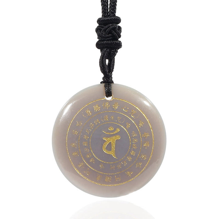 Buddha Stones Vairocana Tathagata Mantra Sanskrit Divers Cristal Obsidienne Noire Aventurine Verte Collier Pendentif Force