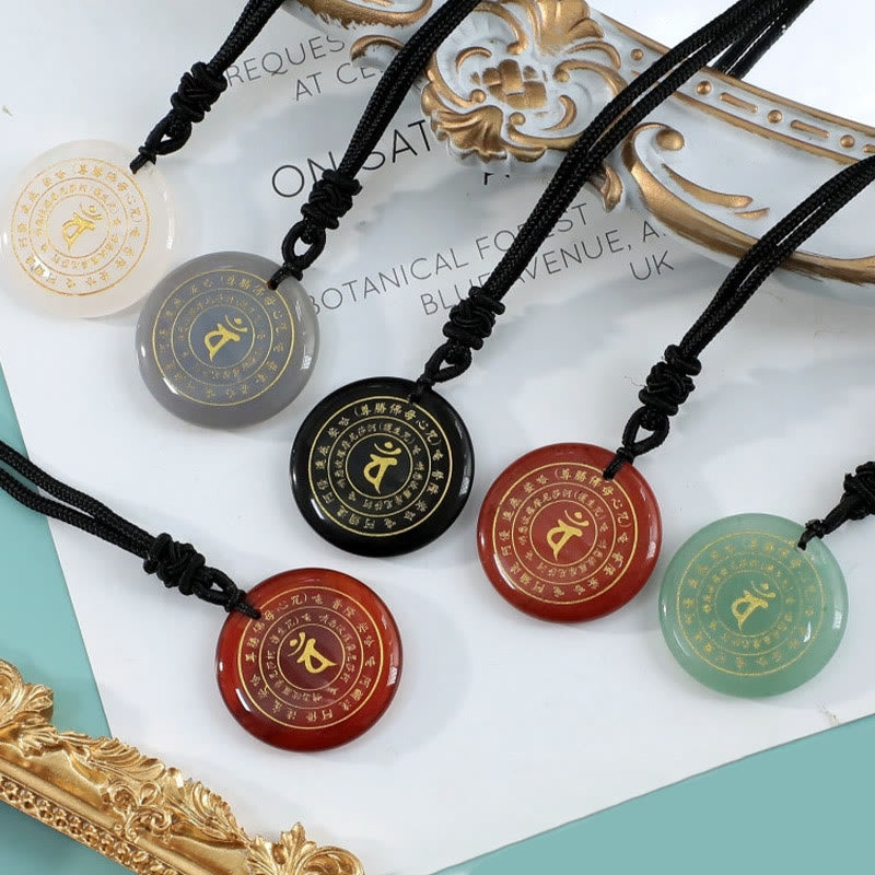 Buddha Stones Vairocana Tathagata Mantra Sanskrit Divers Cristal Obsidienne Noire Aventurine Verte Collier Pendentif Force