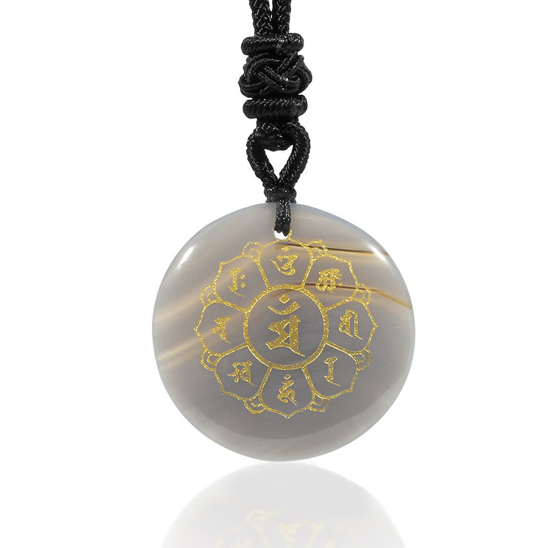 Collier pendentif en obsidienne noire avec Buddha Stones Om Mani Padme Hum et cristaux naturels divers - image 32