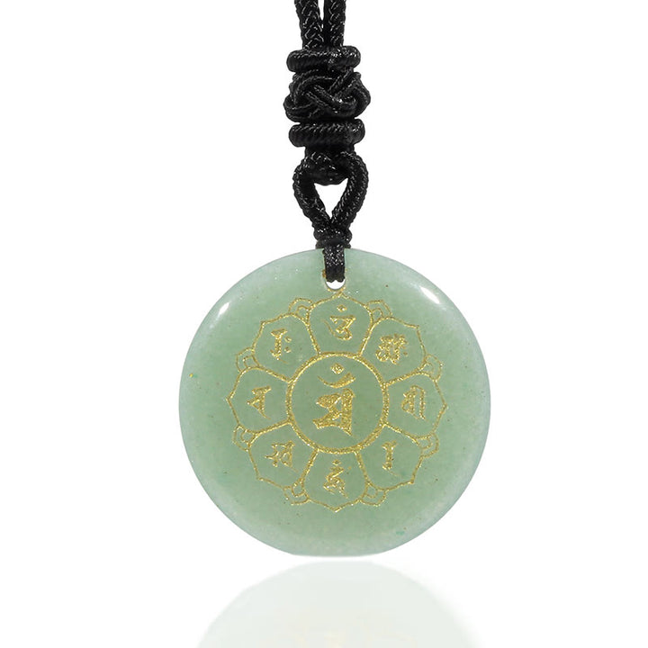 Collier pendentif en obsidienne noire avec Buddha Stones Om Mani Padme Hum et cristaux naturels divers