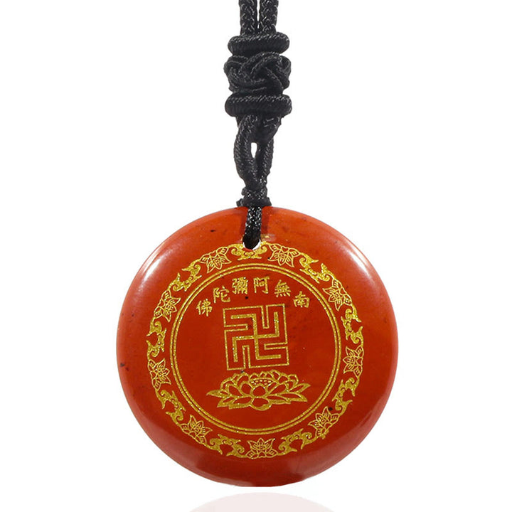 Collier pendentif de purification en obsidienne noire avec Buddha Stones et motif de lotus svastika naturel et divers cristaux
