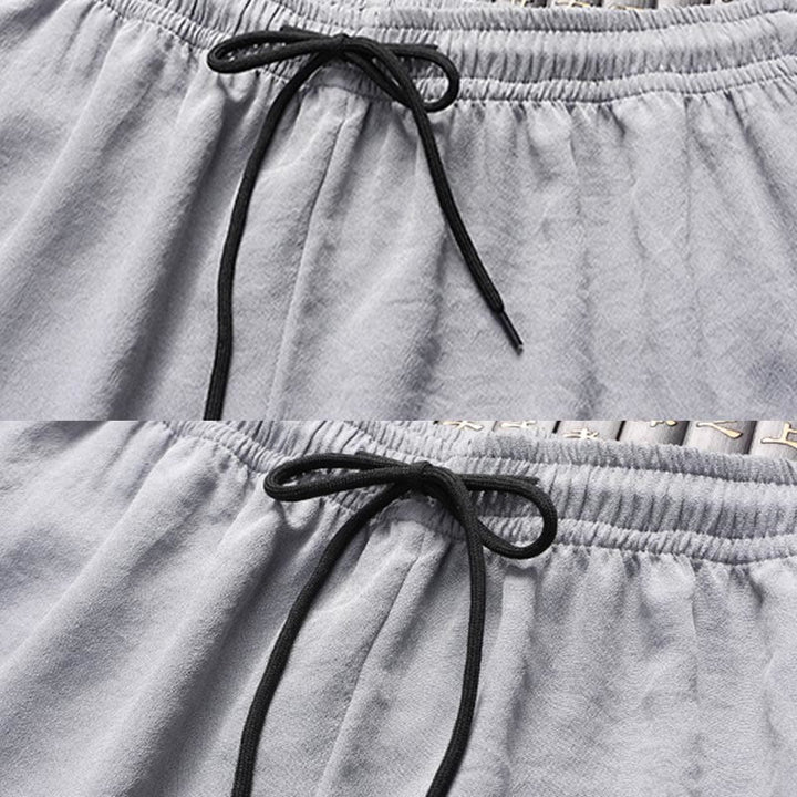 Buddha Stones Fu Caractère Tang Costume Hanfu Uniforme Traditionnel Haut À Manches Courtes Pantalon Vêtements Ensemble Homme - image 16