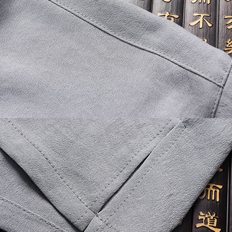 Buddha Stones Fu Caractère Tang Costume Hanfu Uniforme Traditionnel Haut À Manches Courtes Pantalon Vêtements Ensemble Homme - image 15