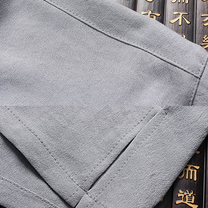 Buddha Stones Fu Caractère Tang Costume Hanfu Uniforme Traditionnel Haut À Manches Courtes Pantalon Vêtements Ensemble Homme - image 15