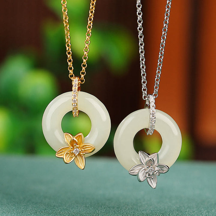 Buddha Stones Collier avec pendentif porte-bonheur en argent sterling 925 et jade Hetian