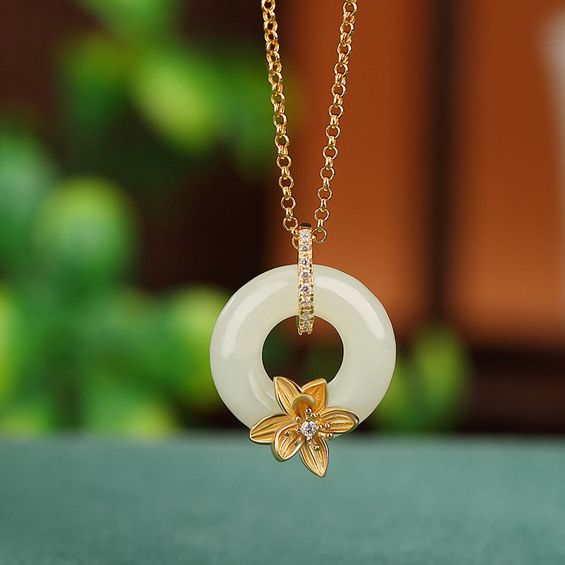 Buddha Stones Collier avec pendentif porte-bonheur en argent sterling 925 et jade Hetian