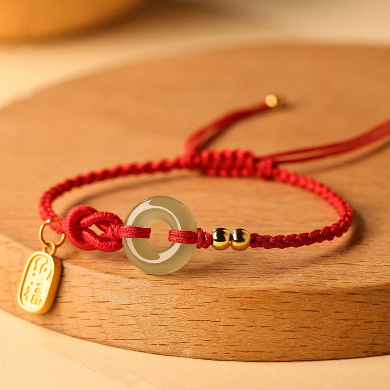 Bracelet porte-bonheur en jade Hetian avec Buddha Stones et boucle de paix - image 0
