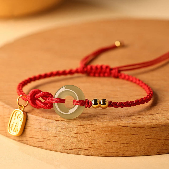 Bracelet porte-bonheur en jade Hetian avec Buddha Stones et boucle de paix
