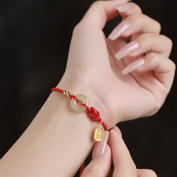 Bracelet porte-bonheur en jade Hetian avec Buddha Stones et boucle de paix